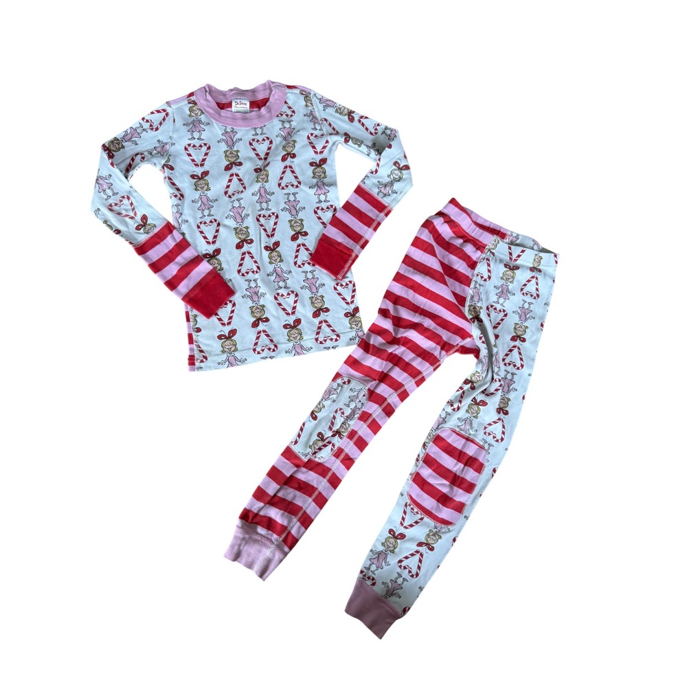 Hanna Andersson Dr. Seuss Cindy Lou Who Pajamas Set Red Pink Girls 6-7 120cm